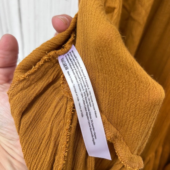 Free People Crochet Lace Trim Ruffle Hem Mini Dress Terracotta Orange Large - Picture 8 of 9